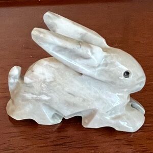 Hand-carved Gray Marble Bunny Rabbit Figurine